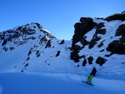 Pause sur la piste de liaison Les Chamois pour rattraper… 