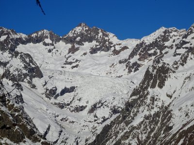 Le Glacier Blanc au zoom et le Pic de Neige Cordier 