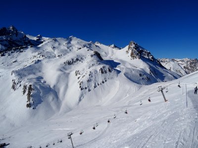 La piste bleue L'Eychauda pour rejoindre le Col de l'Eyc… 