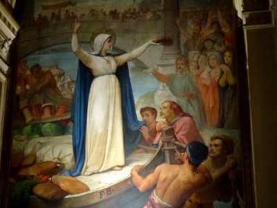 Tableau Sainte Geneviève distribuant des vivres de Félix… 