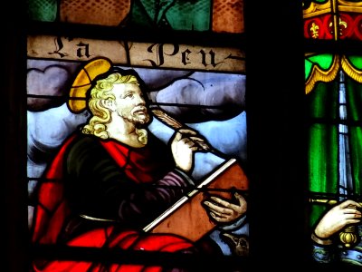Vitrail peint, basilique Notre-Dame de Cléry-Saint-André, … 