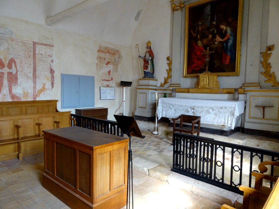 Autel et fresques murales, église Saint-Nicolas, Saint-Nic… 