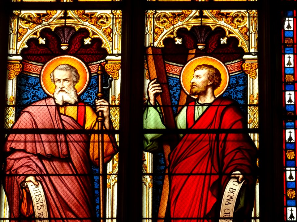 Vitrail peint, basilique Notre-Dame de Cléry-Saint-André, … 