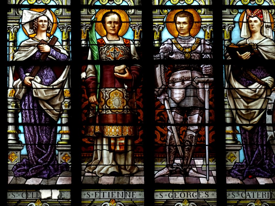 Vitraux, Ste Célestine, St Etienne, St Georges, Ste Cateri… 