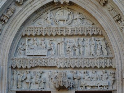 Détail d'un fronton, cathédrale Saint-Etienne, Meaux, Sein… 