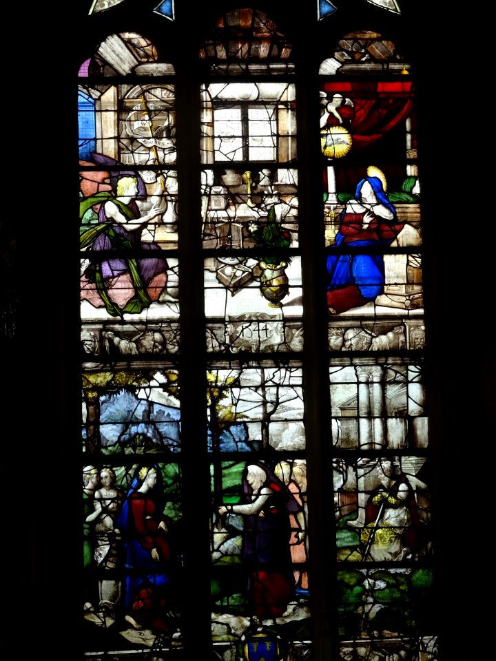 Vitrail, église Saint-Acceul d'Ecouen, Ecouen, Val-d'Oise 