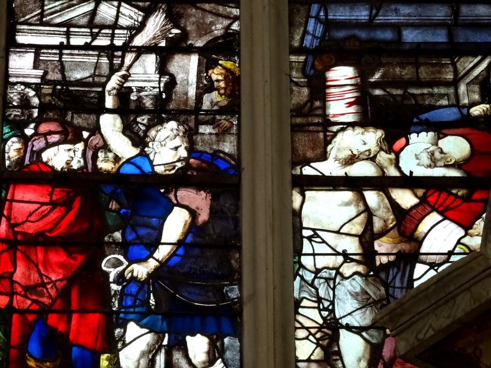 Vitrail, église Saint-Acceul d'Ecouen, Ecouen, Val-d'Oise 