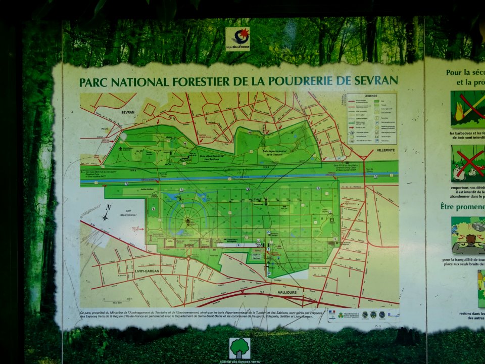 Plan du Parc national forestier de la Poudrerie, Sevran , … 