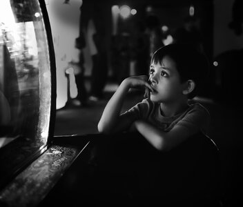 Thoughtful child think photo