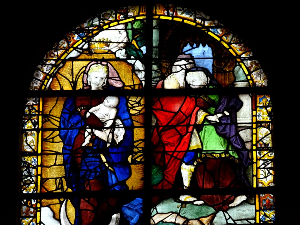 Vitrail, église Saint-Acceul d'Ecouen, Ecouen, Val-d'Oise 