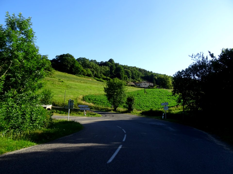 La route entre Yzeron et Duerne, monts du Lyonnais, Rhône 