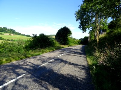 La route entre Yzeron et Duerne, monts du Lyonnais, Rhône 
