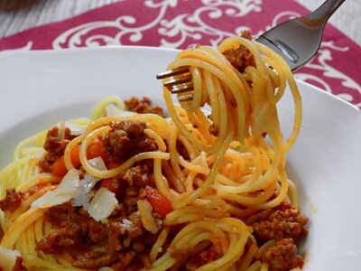 Spaghetti eat food photo