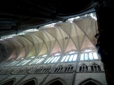 Vitraux et voûte, cathédrale Notre-Dame, Amiens, Somme 