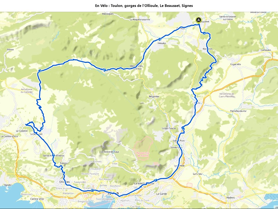 Itinéraire 100km Forcalqueiret Rocbaron Cuers La Farlède T… 