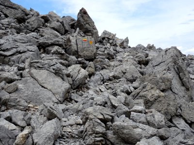 Le sentier pour monter vers le Pic d'Escreins ... passage … 