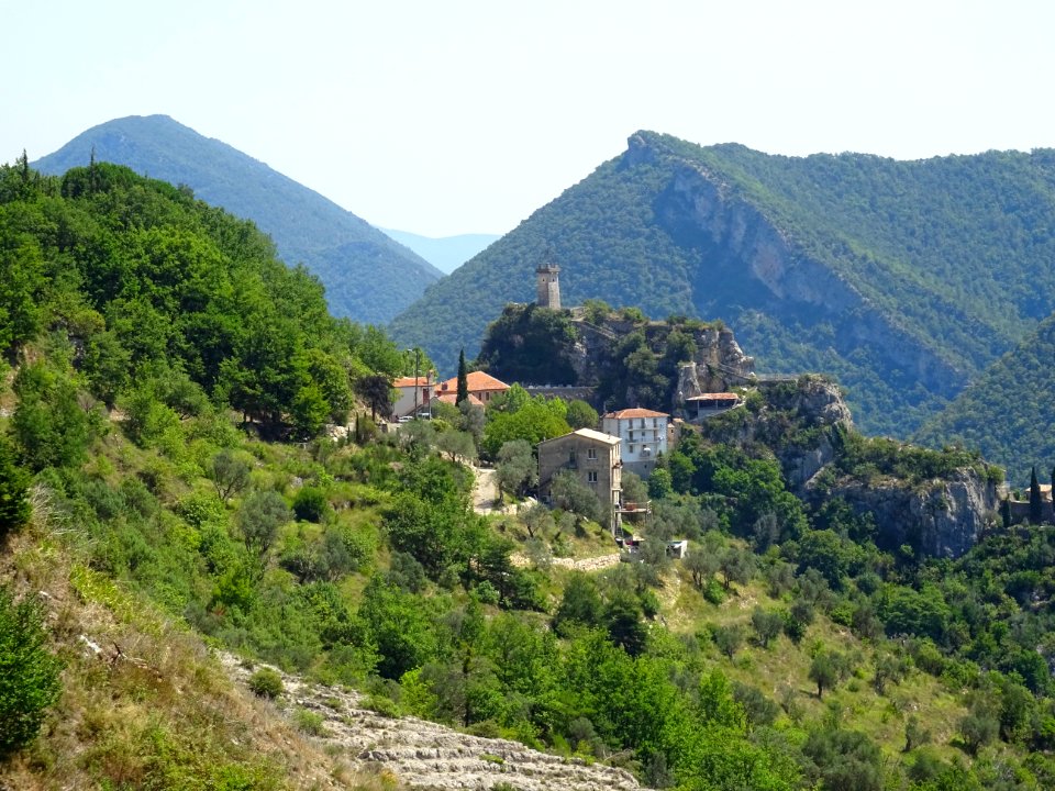 Tour de l'Horloge et le village, Sigale, Alpes-Maritimes 