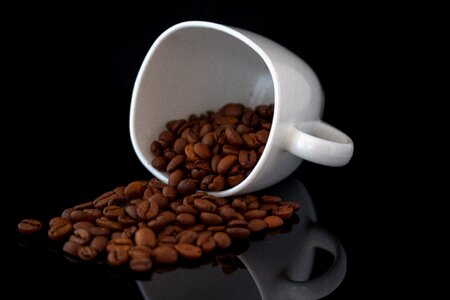 Cup porcelain coffee beans photo