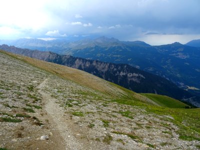 Début de la descente depuis le Col sous le Pic d'Escreins … 