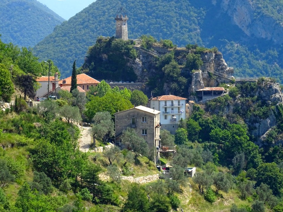 Tour de l'Horloge et le village, Sigale, Alpes-Maritimes 