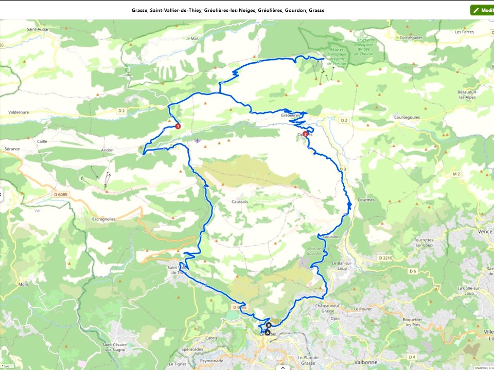Itinéraire Grasse, col du Pilon, Saint-Vallier-de-Thiey, c… 