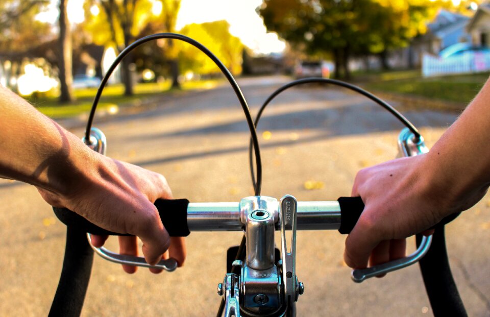 Cyclist fall autumn
