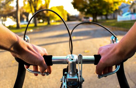 Cyclist fall autumn photo