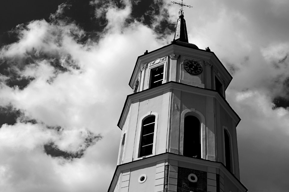 45 vilnius Cathedral Bell Tower bw 