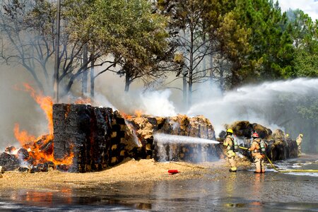 Firefighters fire hose tractor supply