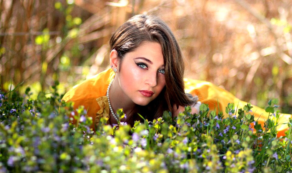 Flowers blonde beauty