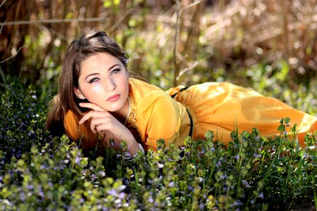Flowers blonde beauty