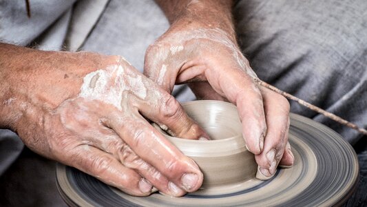 Pottery potter's wheel dirty