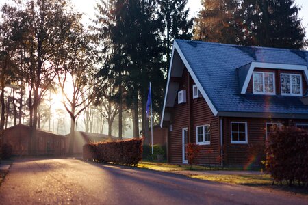 Suburbs flags flagpoles photo