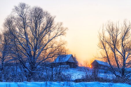 Snow russia cottage