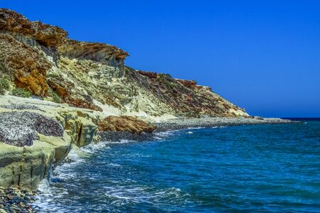 Pebble beach cliff sea photo