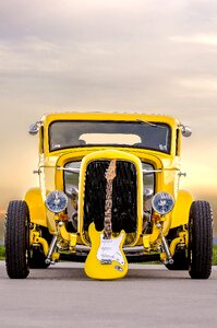 Old car yellow canary yellow