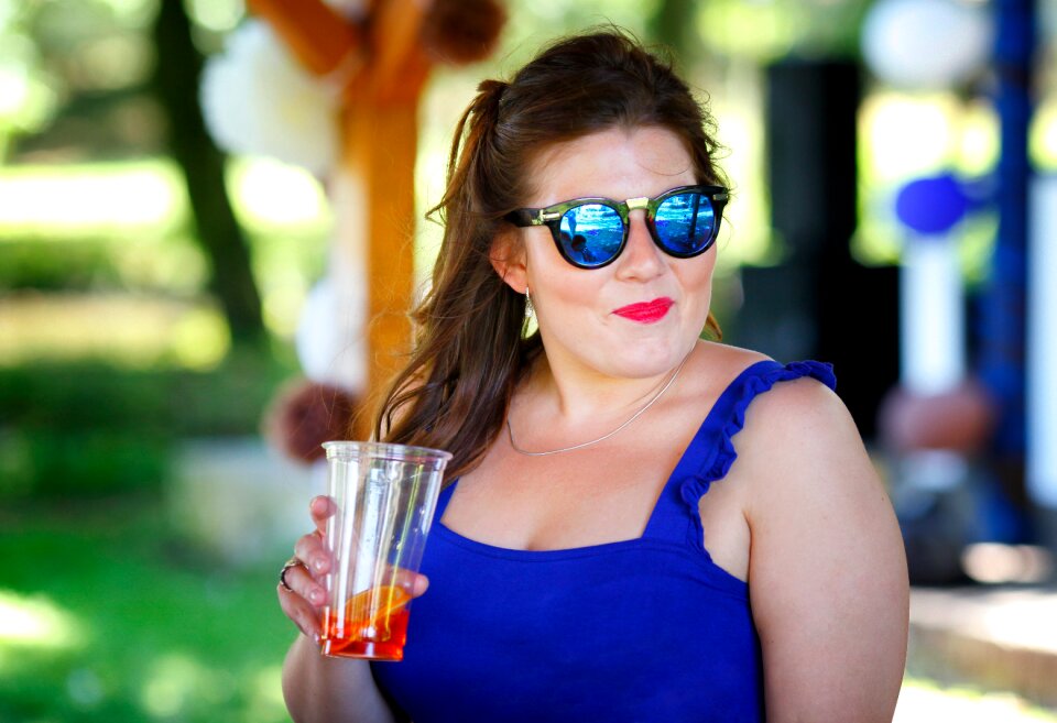 Glasses blue dress