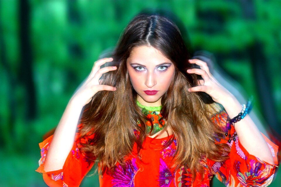 In the evening orange blue eyes