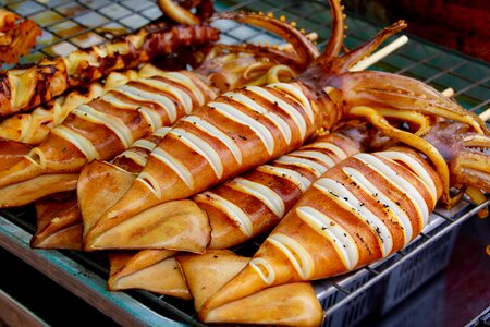 Red food market stall photo