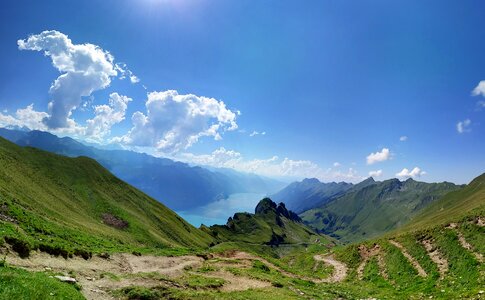 Alps lake blue sky