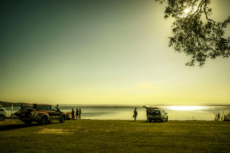 Lake fishing sundown photo