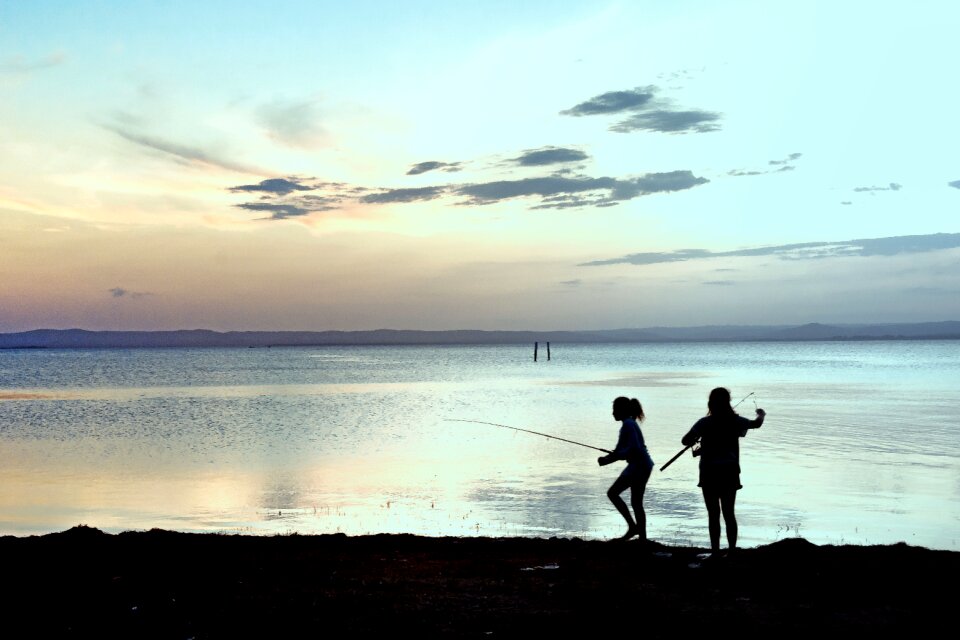 Fishing lake children photo