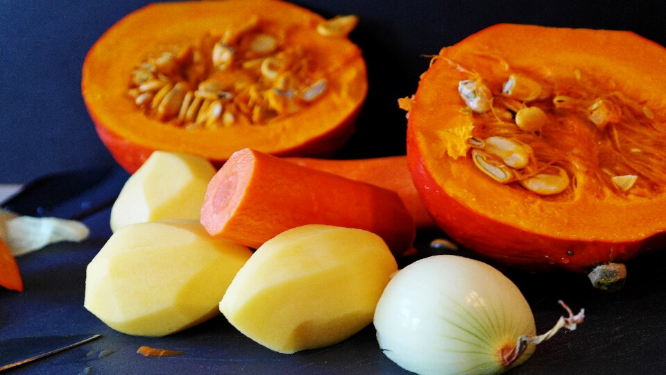 Pumpkin soup preparation autumn photo