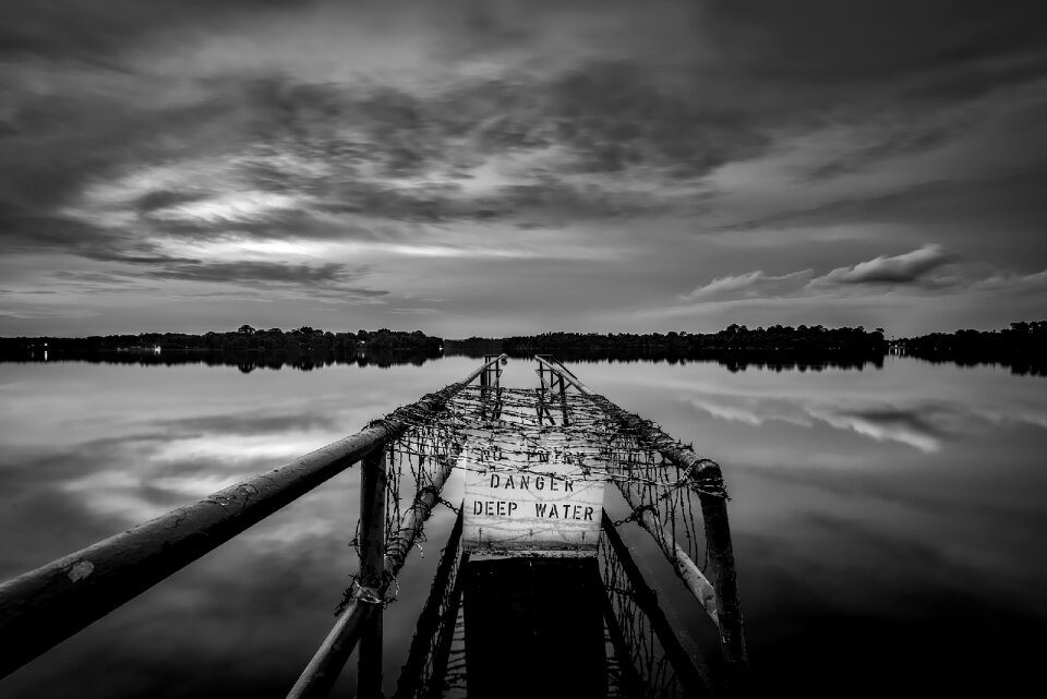 Black and white pier dock