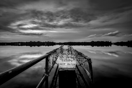 Black and white pier dock