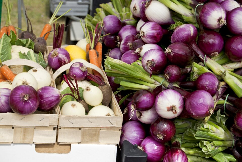 Yellow onion carrots vegetables in the basket