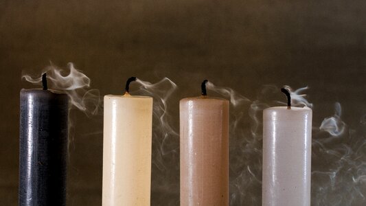 Candles smoke blown out