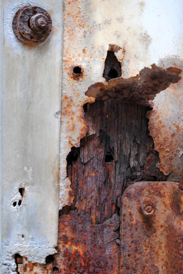Brown white peeling paint