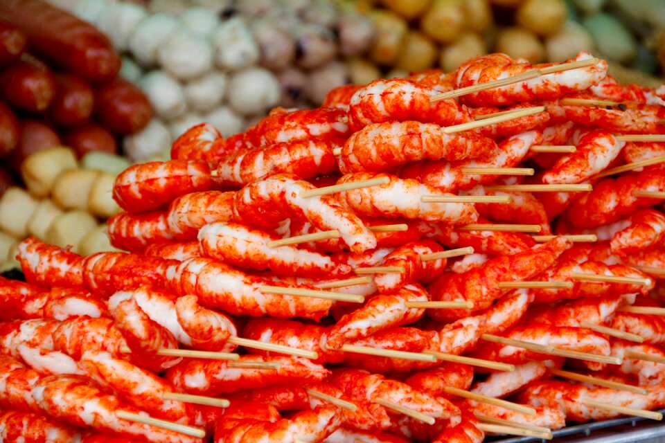 Red food market stall