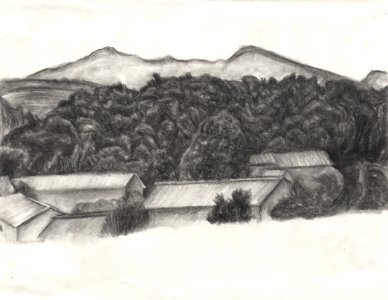 Dessin sur le motif du paysage vu du Moulin-musée de Calla… 